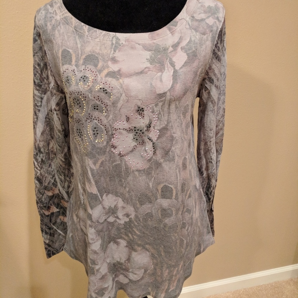Long Sleeve Shirt with Rhonestone Accents